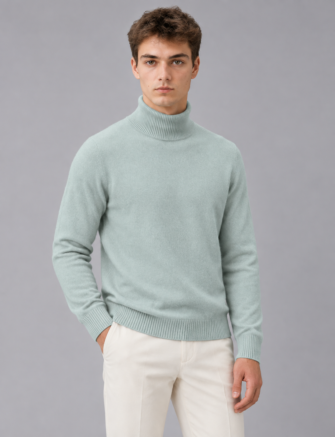 Men's Ribbed Knit Turtleneck Jumper | Slim Fit Sweater