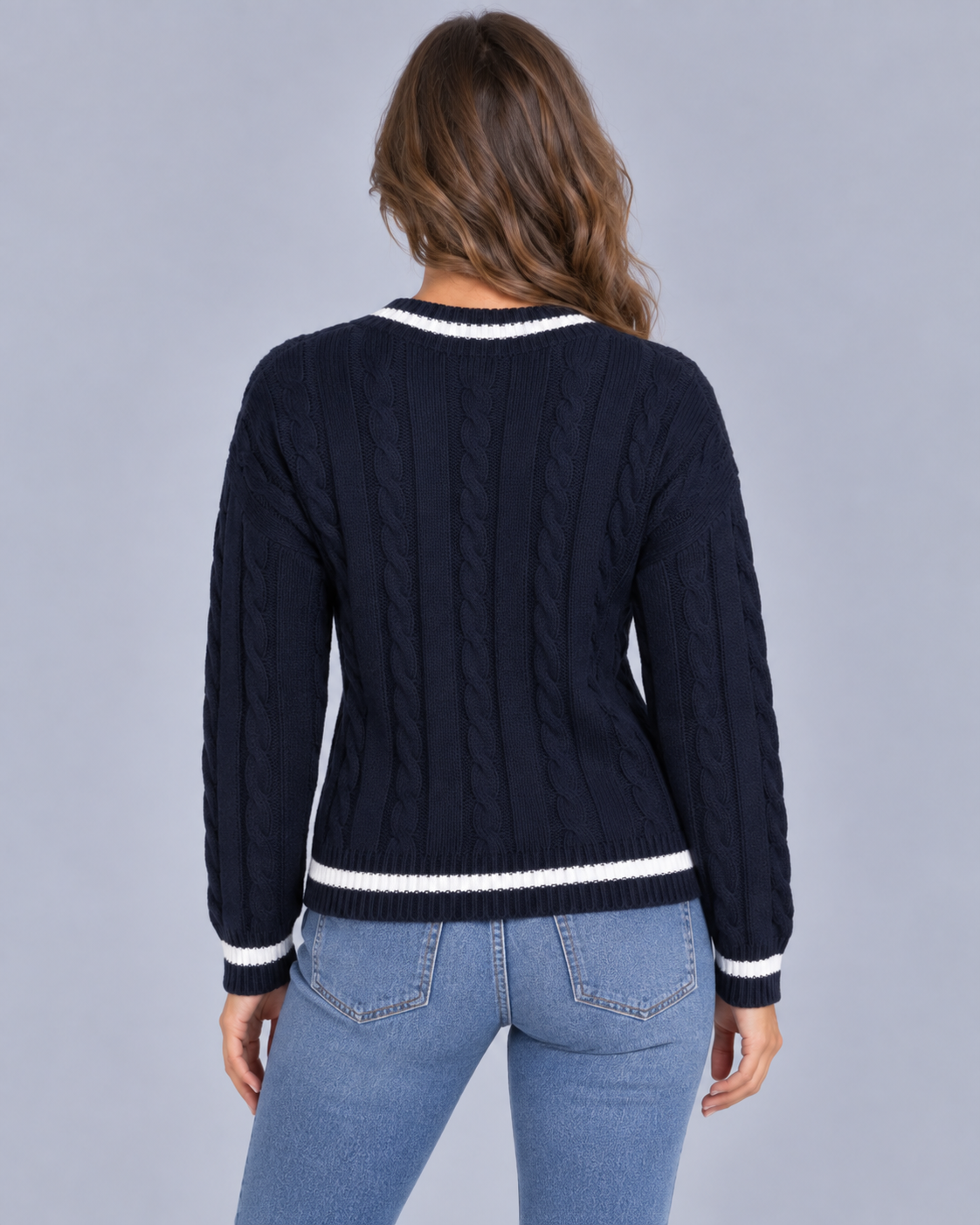 Women's Soft Cable Knit Jumper | V-Neck Pullover Sweater
