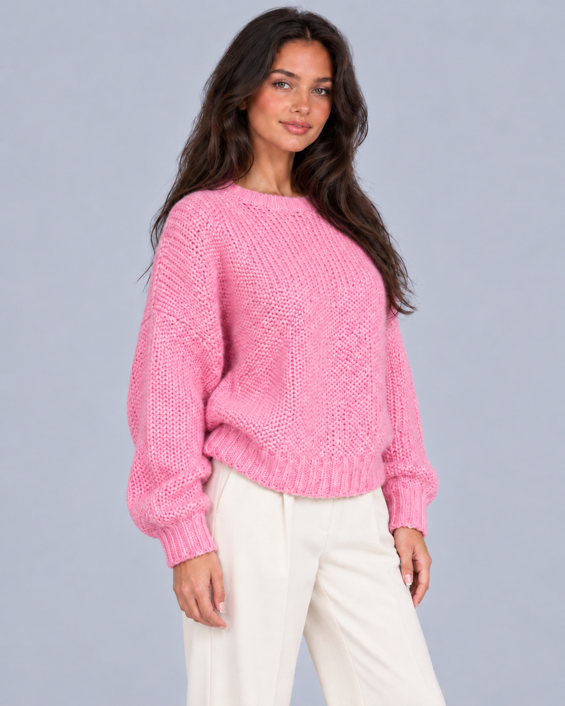 Women's Soft Chunky Knit Oversized Sweater | Cozy Crewneck Jumper