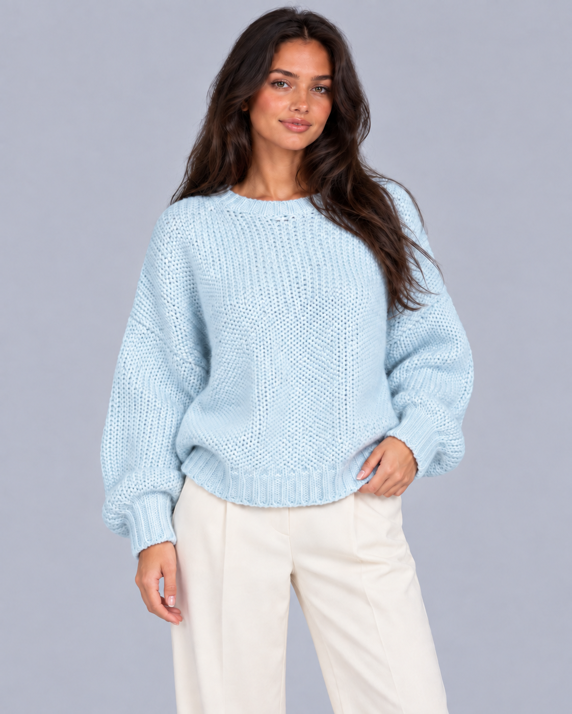 Women's Soft Chunky Knit Oversized Sweater | Cozy Crewneck Jumper