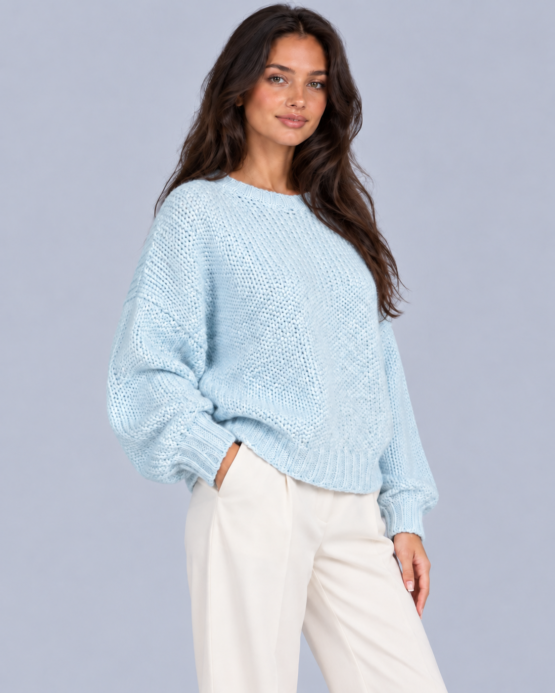 Women's Soft Chunky Knit Oversized Sweater | Cozy Crewneck Jumper