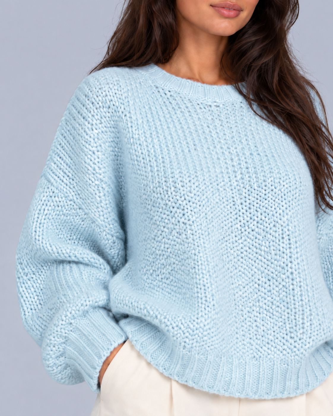 Women's Soft Chunky Knit Oversized Sweater | Cozy Crewneck Jumper