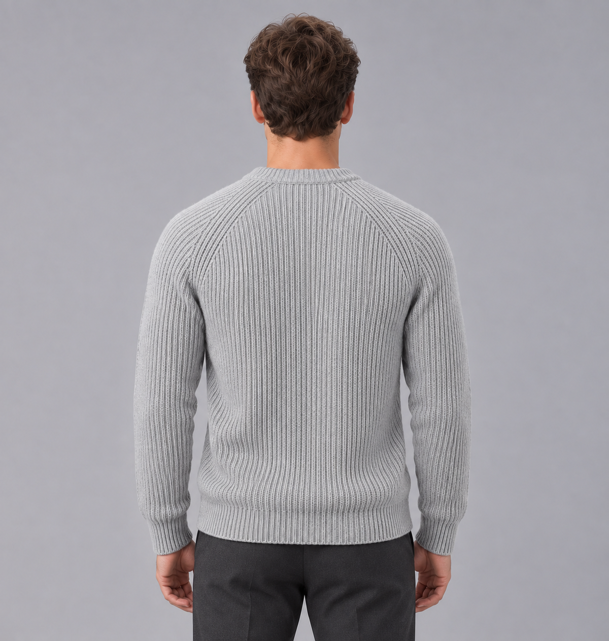 Men's Heavyweight Ribbed Knit Sweater | Round Neck Jumper
