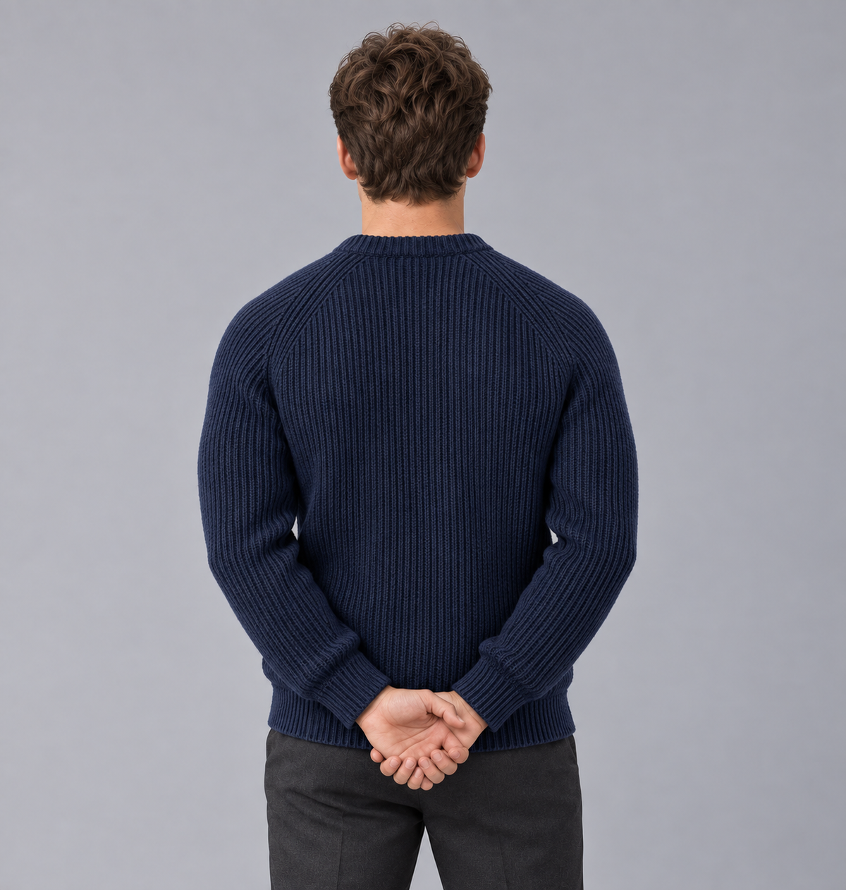 Men's Heavyweight Ribbed Knit Sweater | Round Neck Jumper