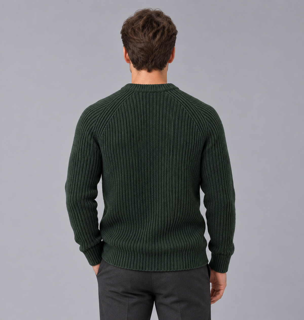Men's Heavyweight Ribbed Knit Sweater | Round Neck Jumper