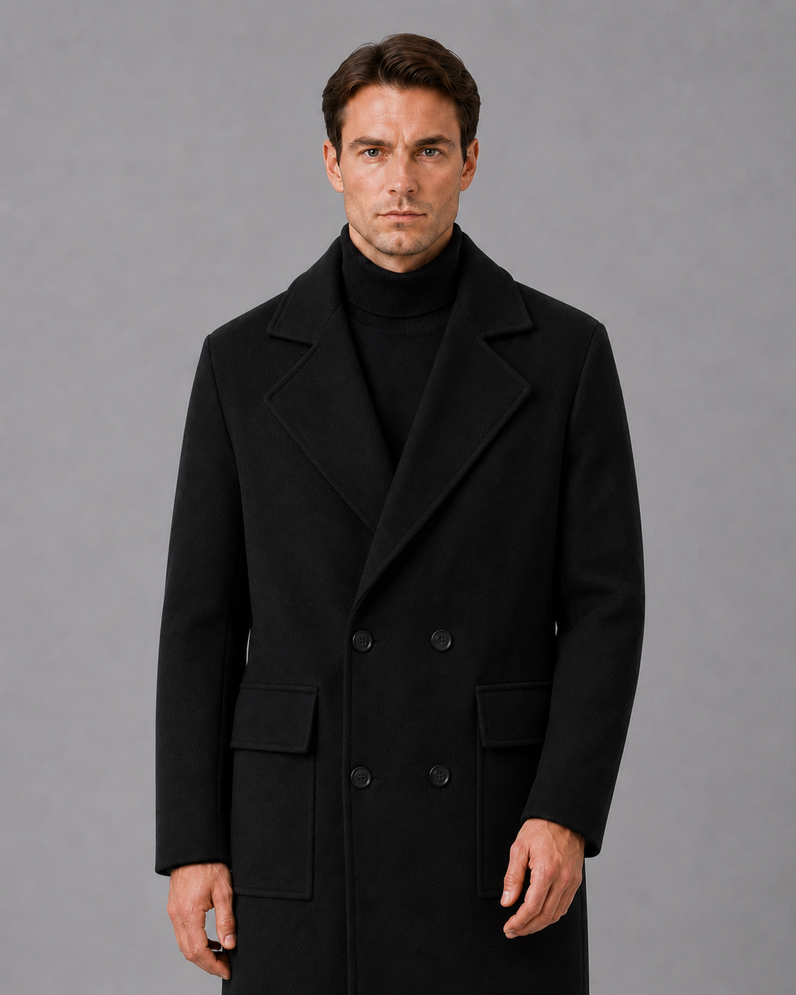 Men's Wool Overcoat with Double Pockets | Winter jacket