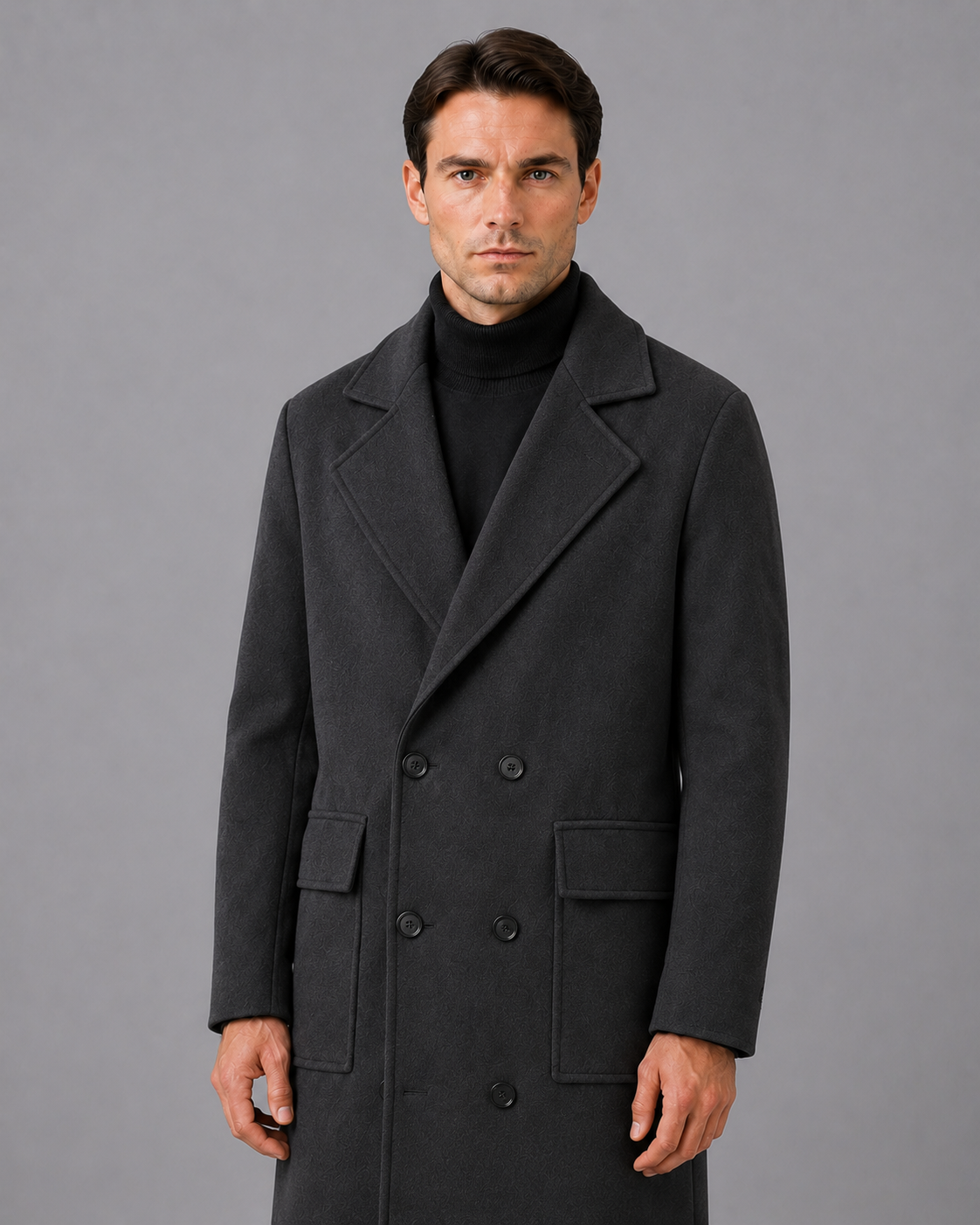 Men's Wool Overcoat with Double Pockets | Winter jacket