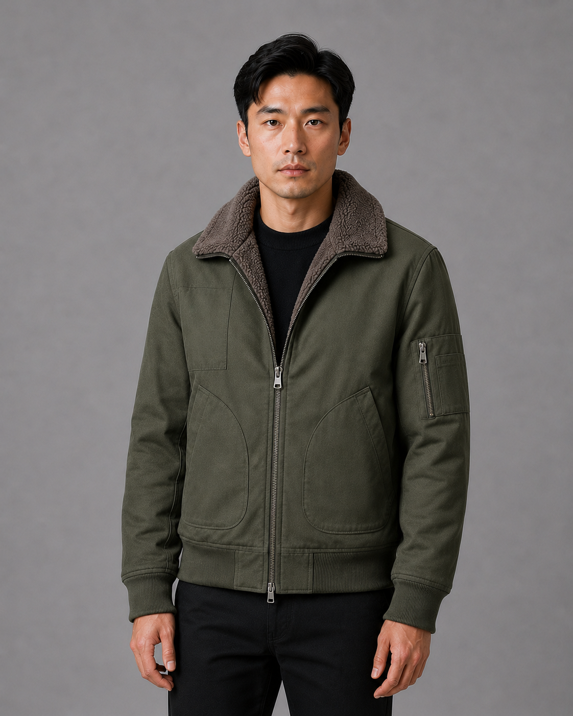 Men's Aviator Jacket with Sherpa Lining