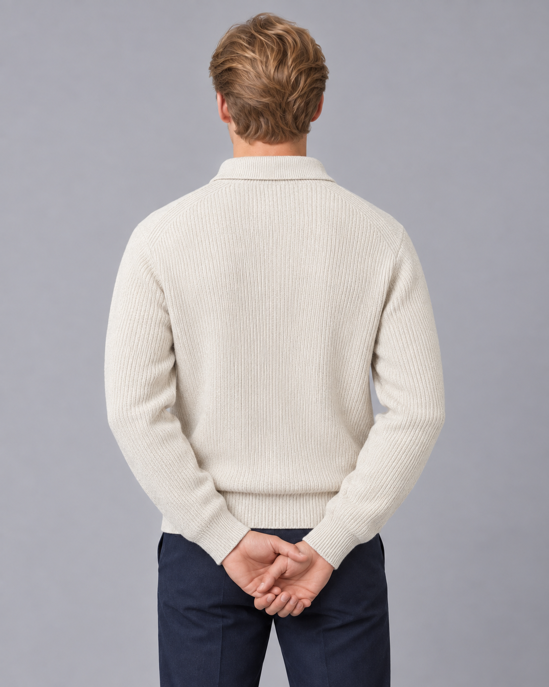 Men's Lightweight Knit Polo Jumper | Classic Collared Sweater with Buttons