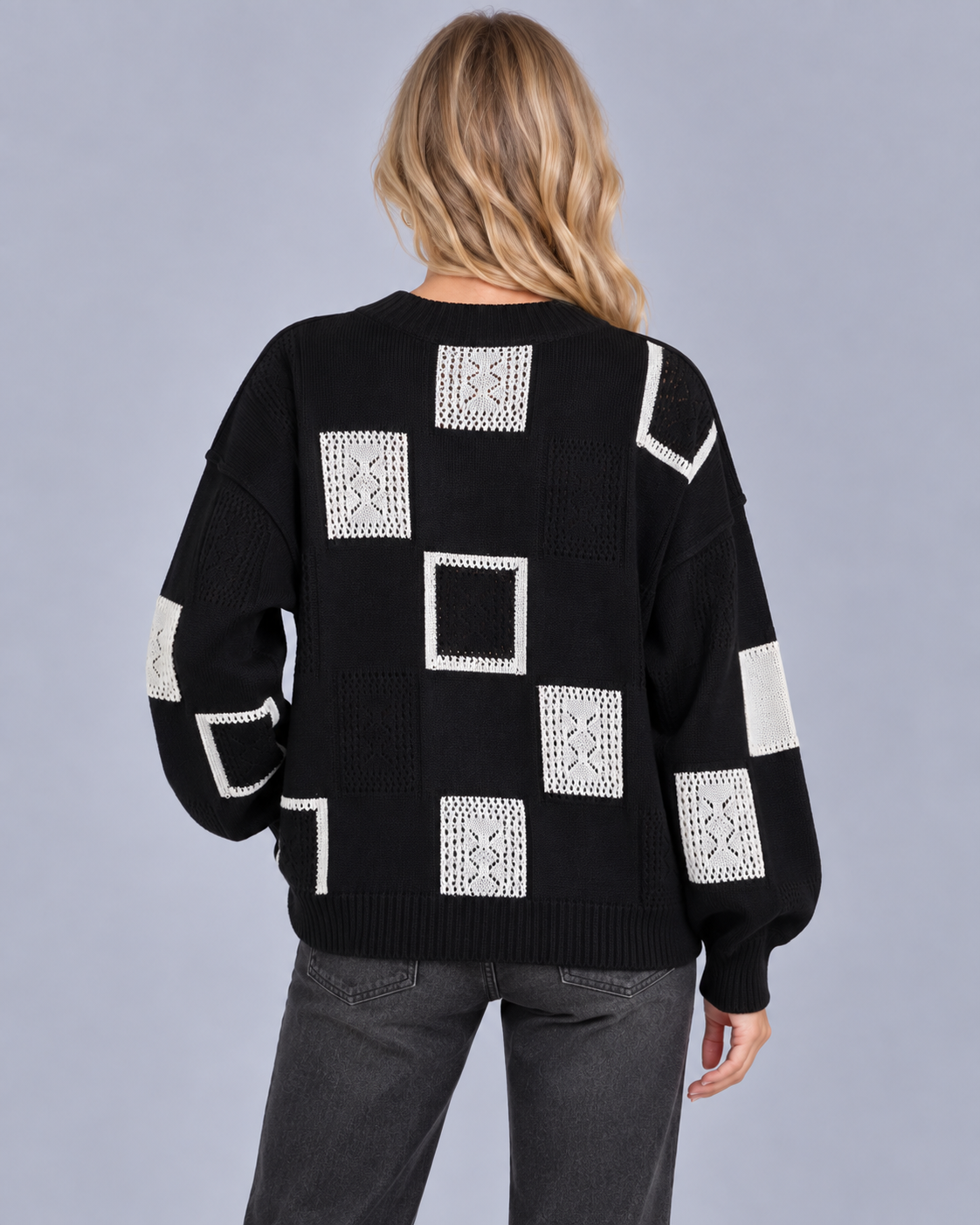 Women's Soft Knit Printed Jumper | Crewneck Sweater with Oversized Fit