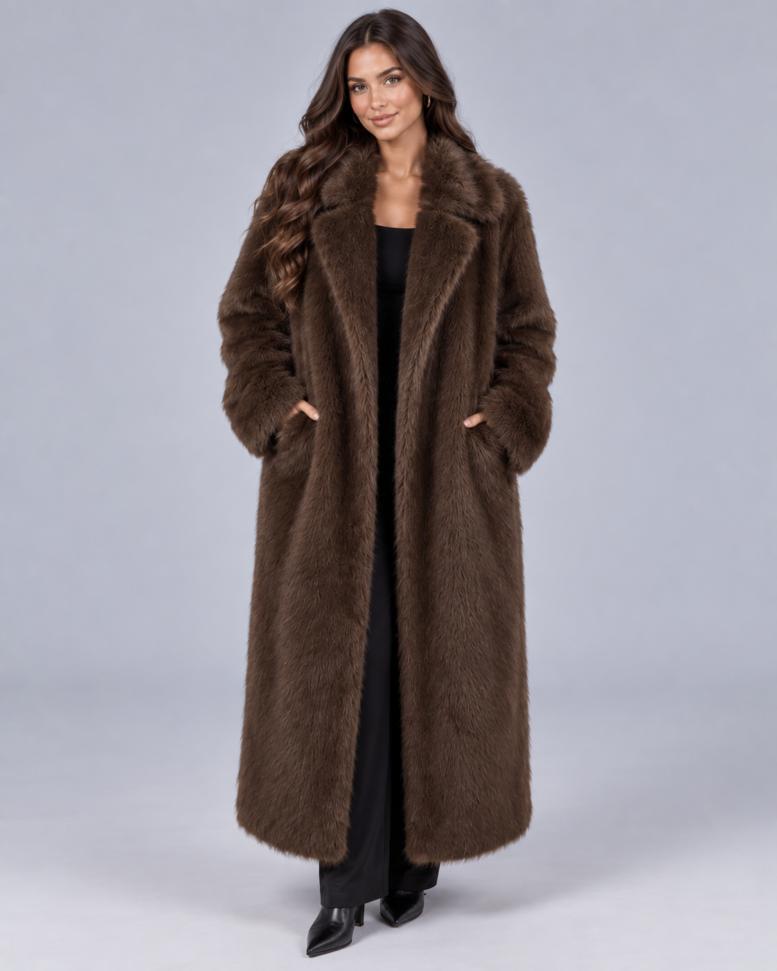 Women's Oversized Faux Fur Coat | Full-Length Winter Jacket