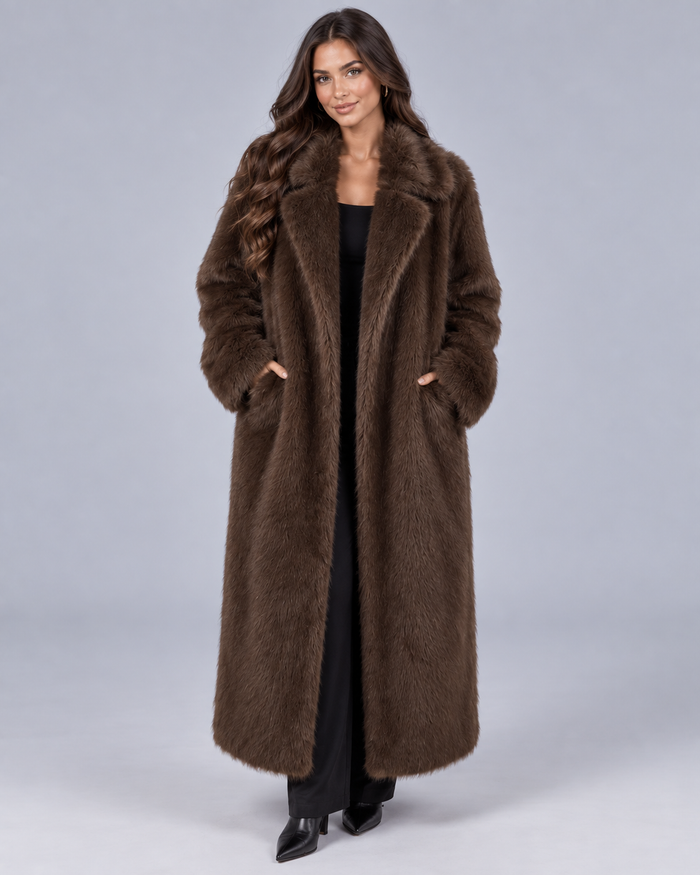 Women's Oversized Faux Fur Coat | Full-Length Winter Jacket