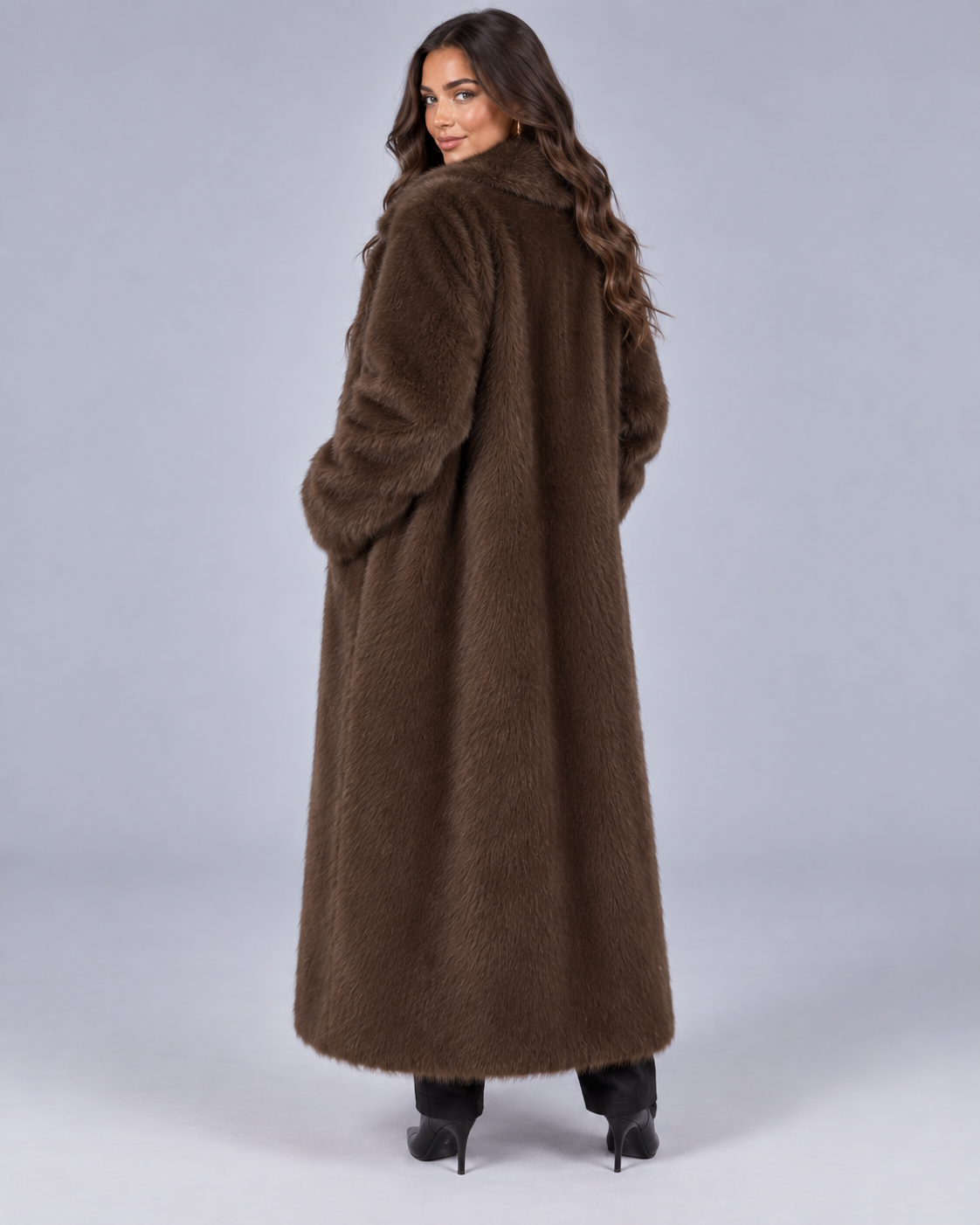 Women's Oversized Faux Fur Coat | Full-Length Winter Jacket