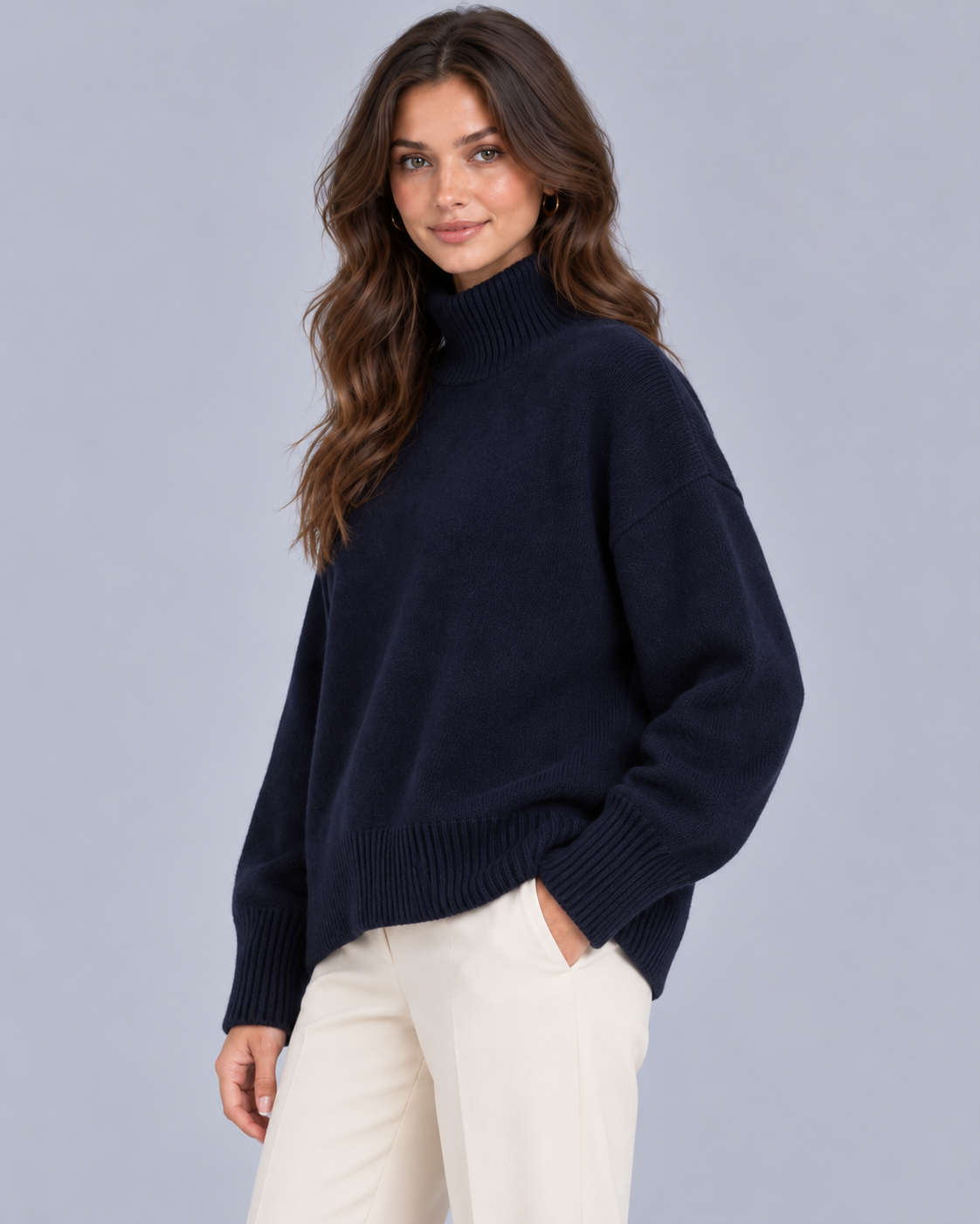Women's Cashmere Turtleneck Sweater | Soft Jumper with Relaxed Fit