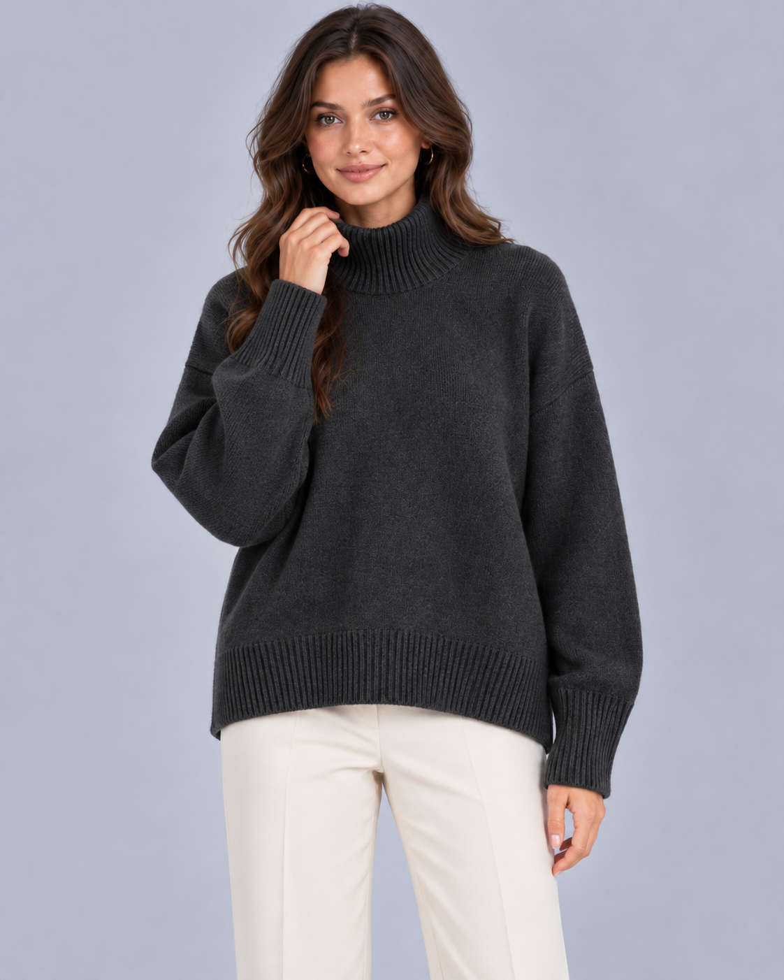 Women's Cashmere Turtleneck Sweater | Soft Jumper with Relaxed Fit