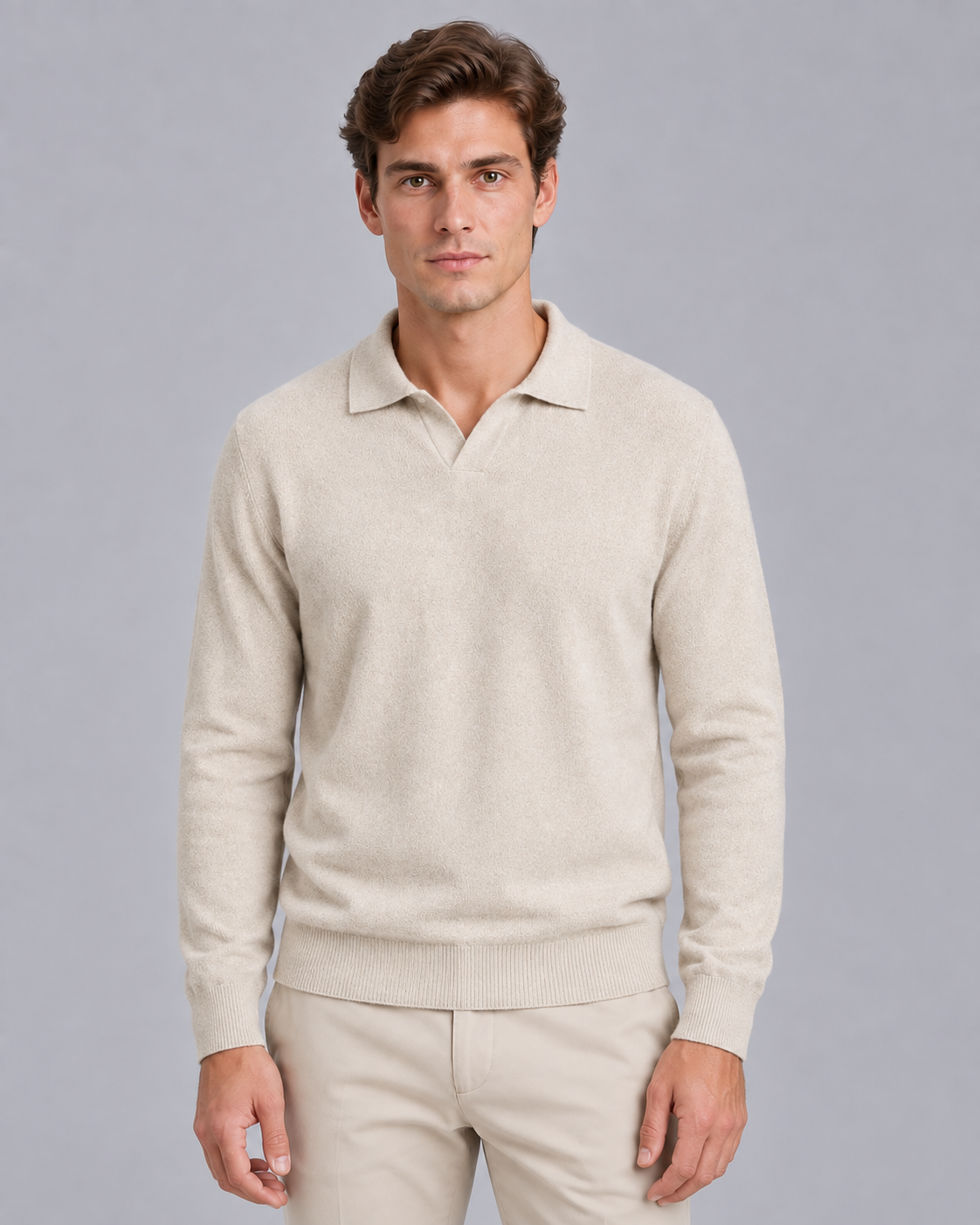 Men's Open-Collar Knitted Polo