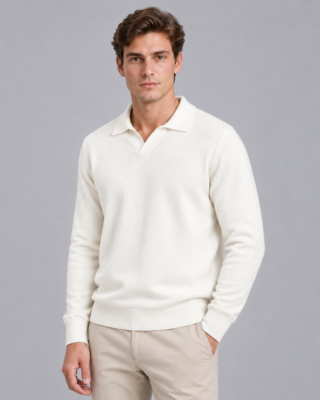 Men's Open-Collar Knitted Polo