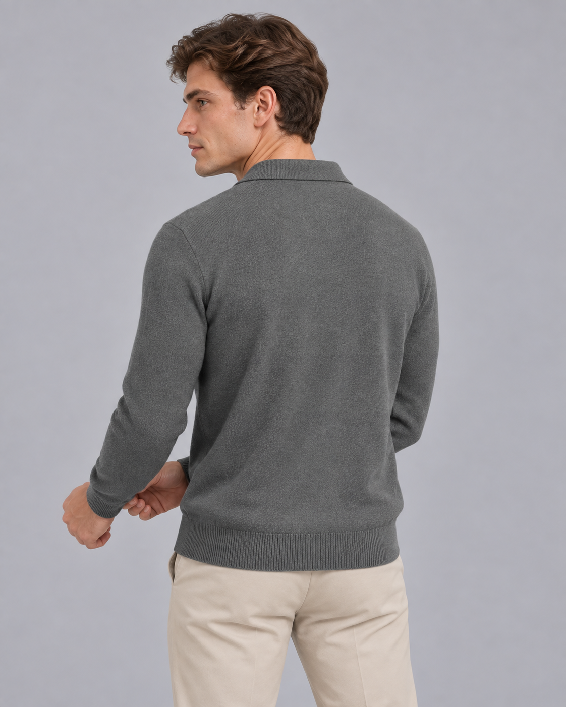 Men's Open-Collar Knitted Polo