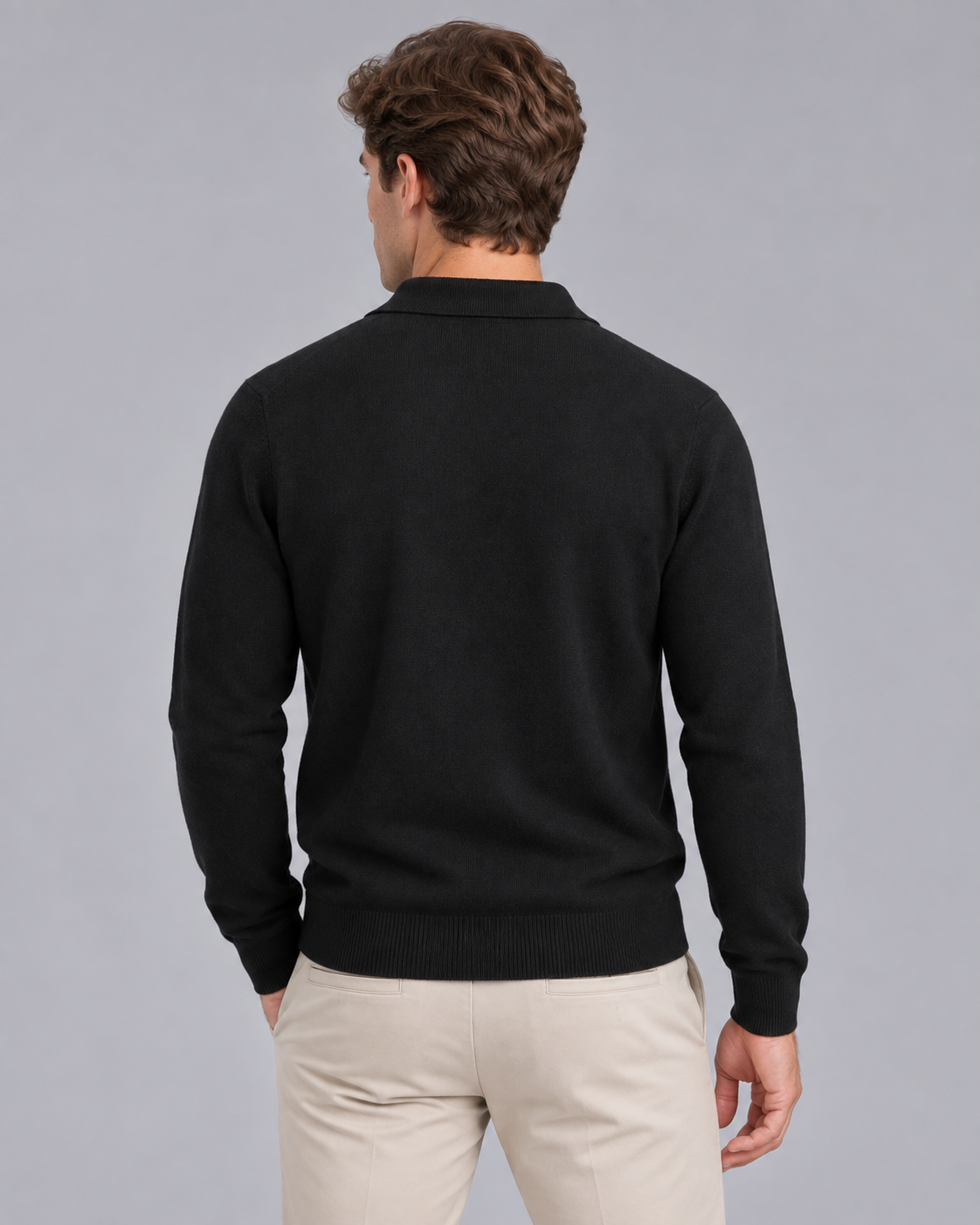 Men's Open-Collar Knitted Polo