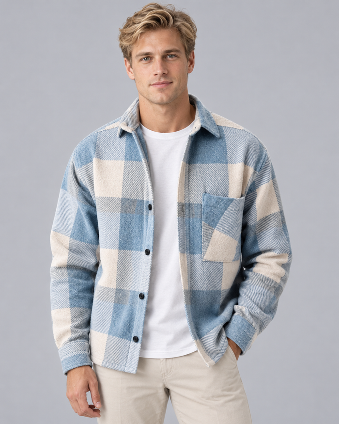 Men's Brushed Flannel Overshirt Jacket