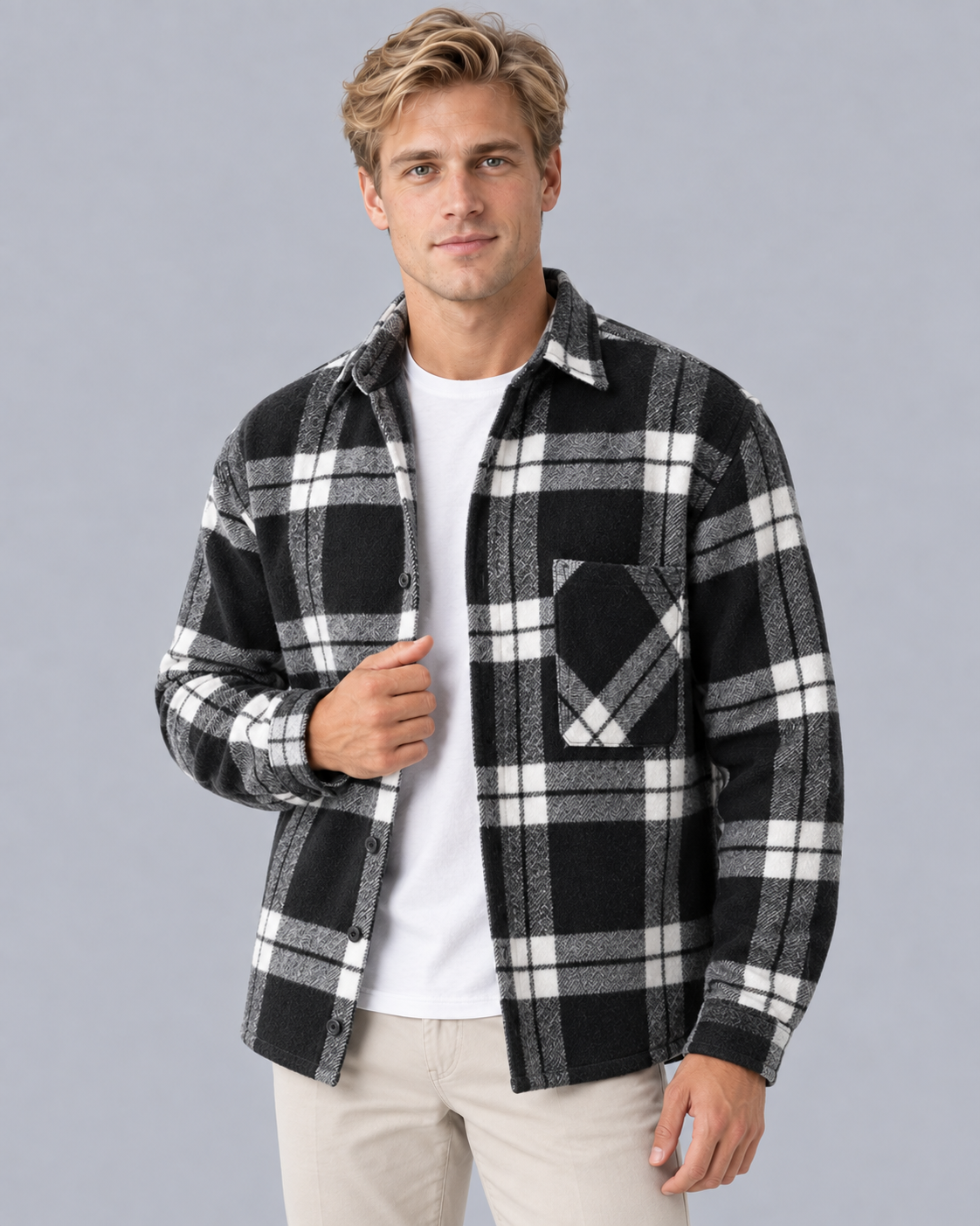Men's Brushed Flannel Overshirt Jacket