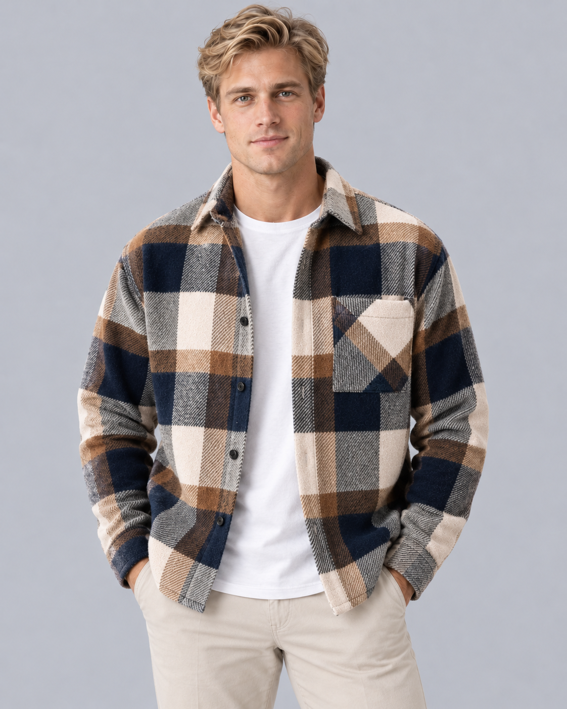 Men's Brushed Flannel Overshirt Jacket