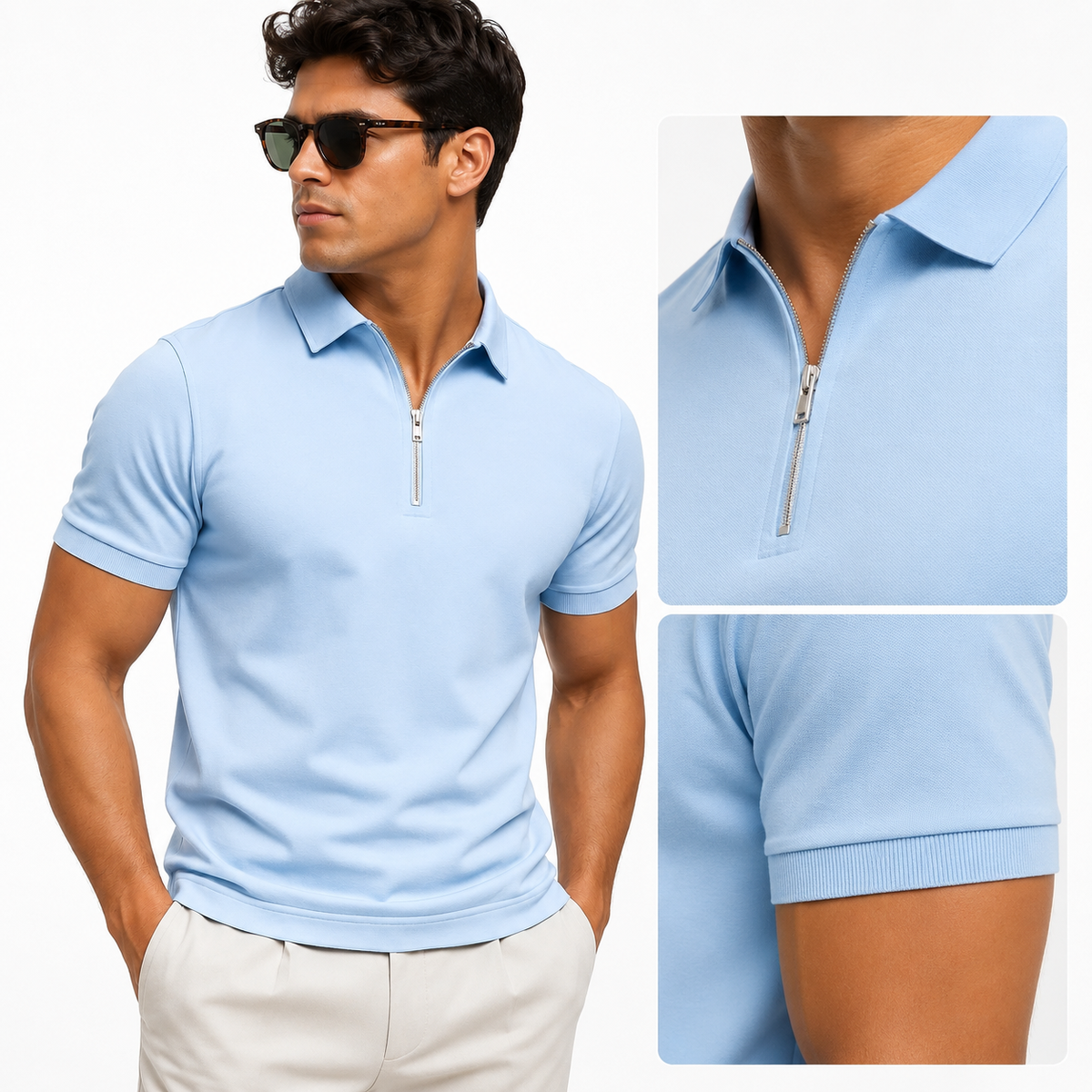 Men's Slim Fit Quarter-Zip Polo Shirt
