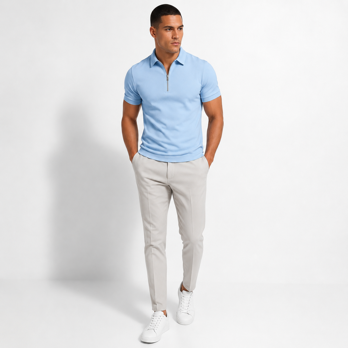 Men's Slim Fit Quarter-Zip Polo Shirt