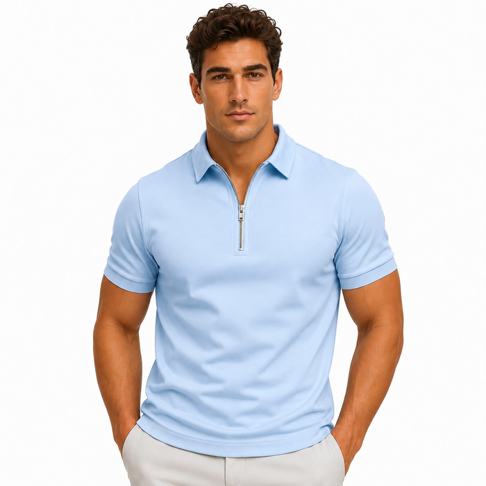 Men's Slim Fit Quarter-Zip Polo Shirt