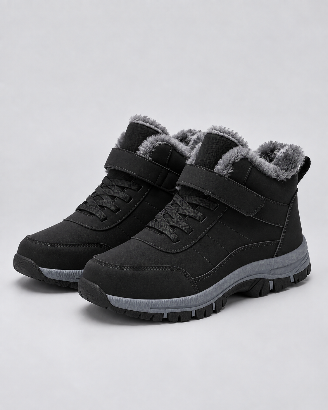 Men's Rugged Leather Winter Ankle Boots | Warm Plush Lined Lace-Up Shoes