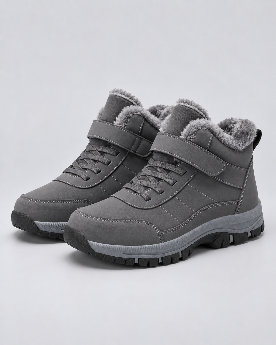 Men's Rugged Leather Winter Ankle Boots | Warm Plush Lined Lace-Up Shoes