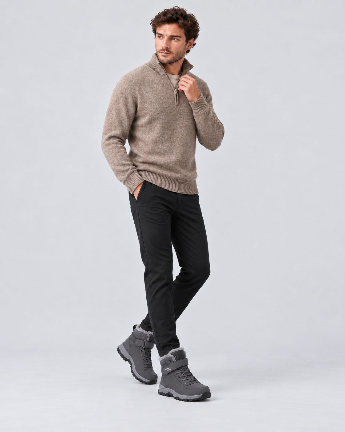 Men's Rugged Leather Winter Ankle Boots | Warm Plush Lined Lace-Up Shoes