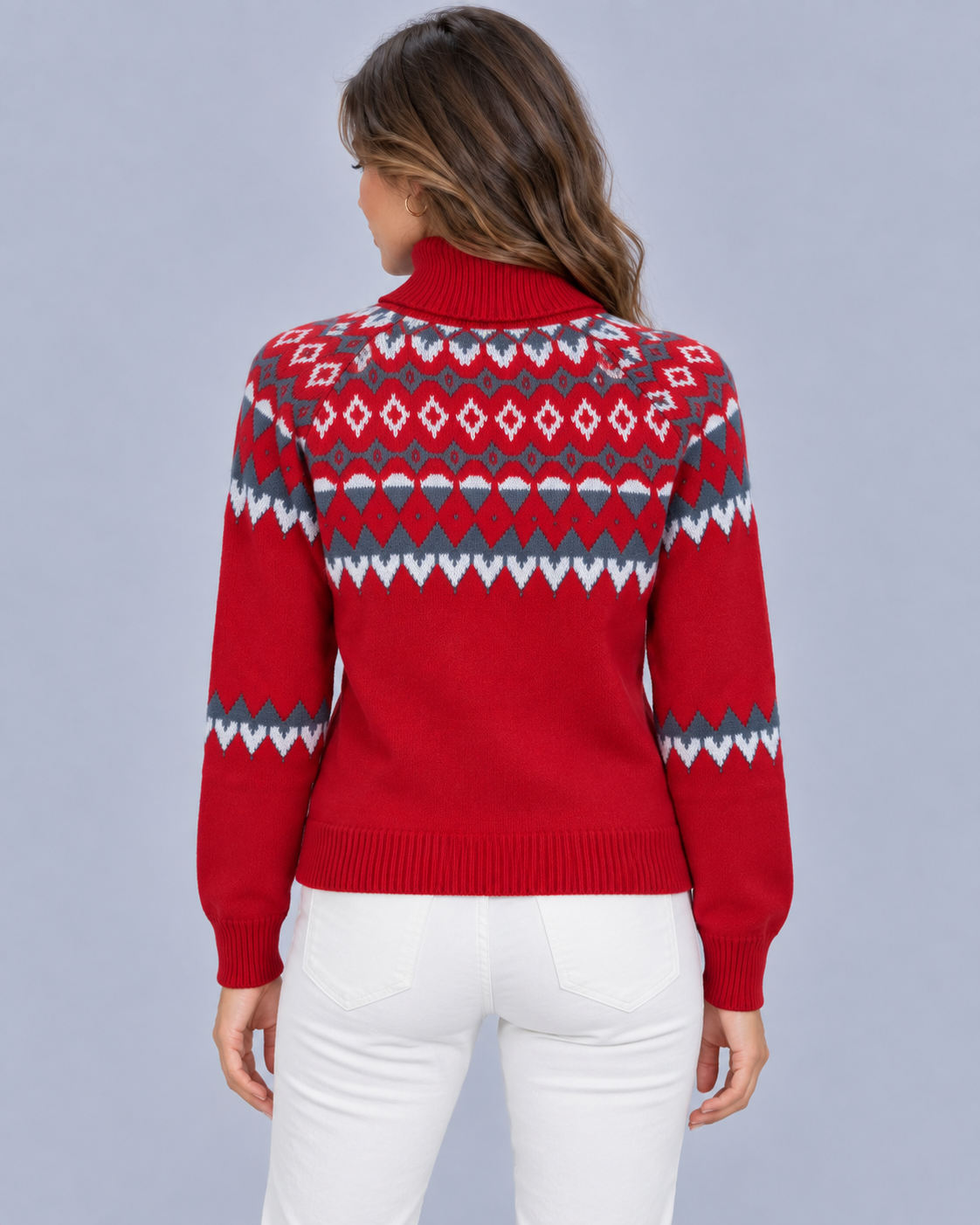 Women's Cozy Knit Fair Isle Turtleneck Jumper | Long Sleeve Pullover Sweater