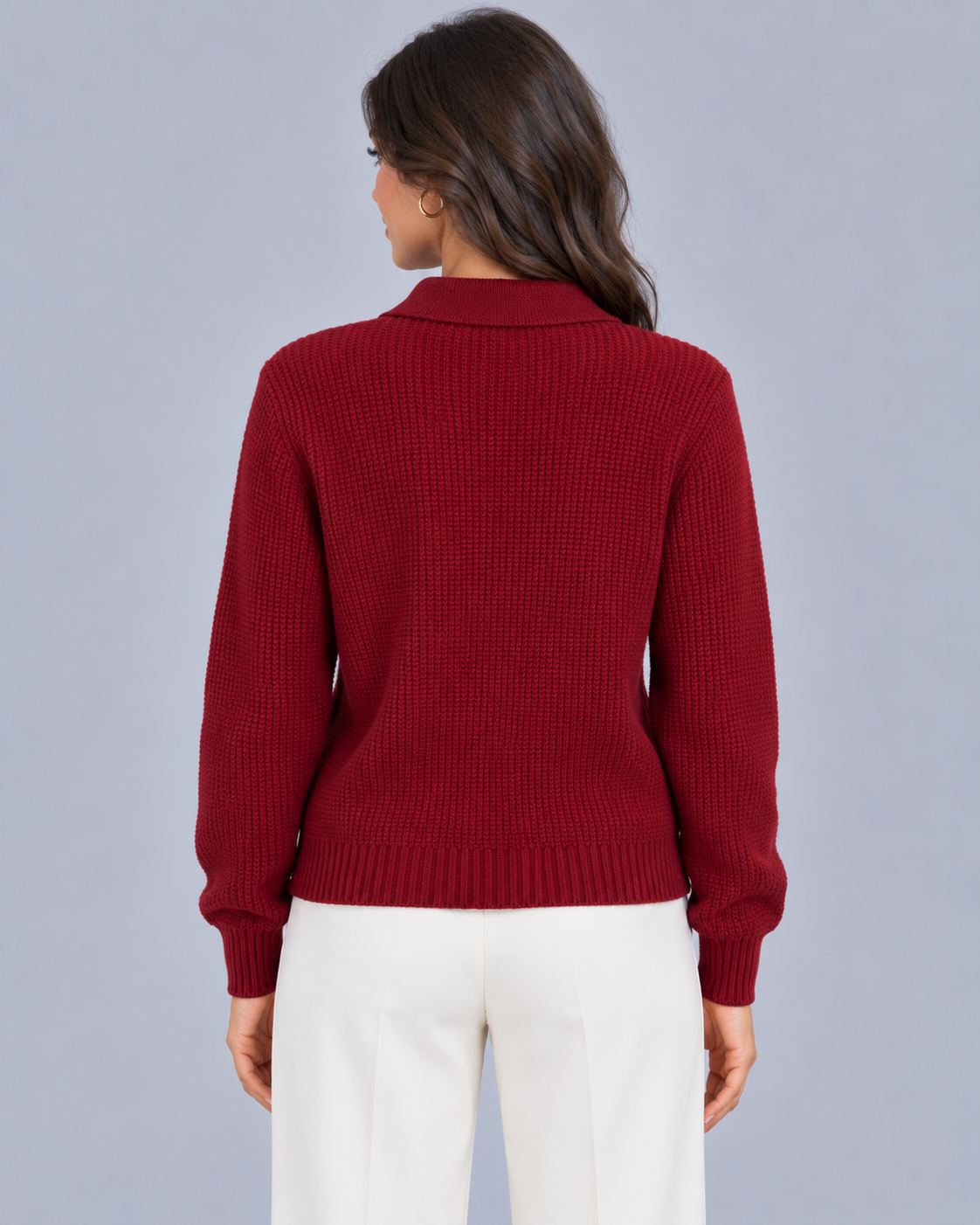 Women's Soft Ribbed Knit Jumper | Long Sleeve Sweater with Button-Up