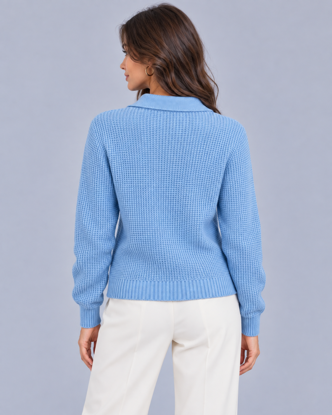 Women's Soft Ribbed Knit Jumper | Long Sleeve Sweater with Button-Up