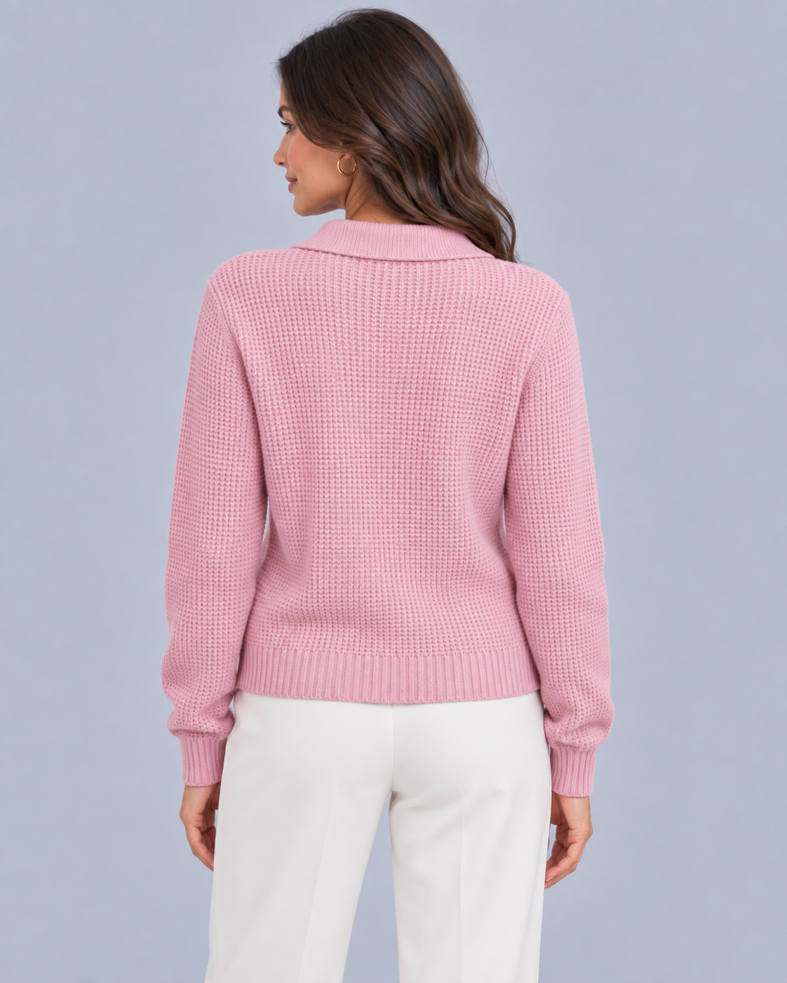Women's Soft Ribbed Knit Jumper | Long Sleeve Sweater with Button-Up