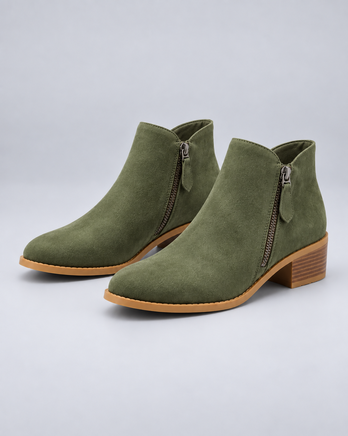 Women's Structured Leather Ankle Boots with Low Block Heel
