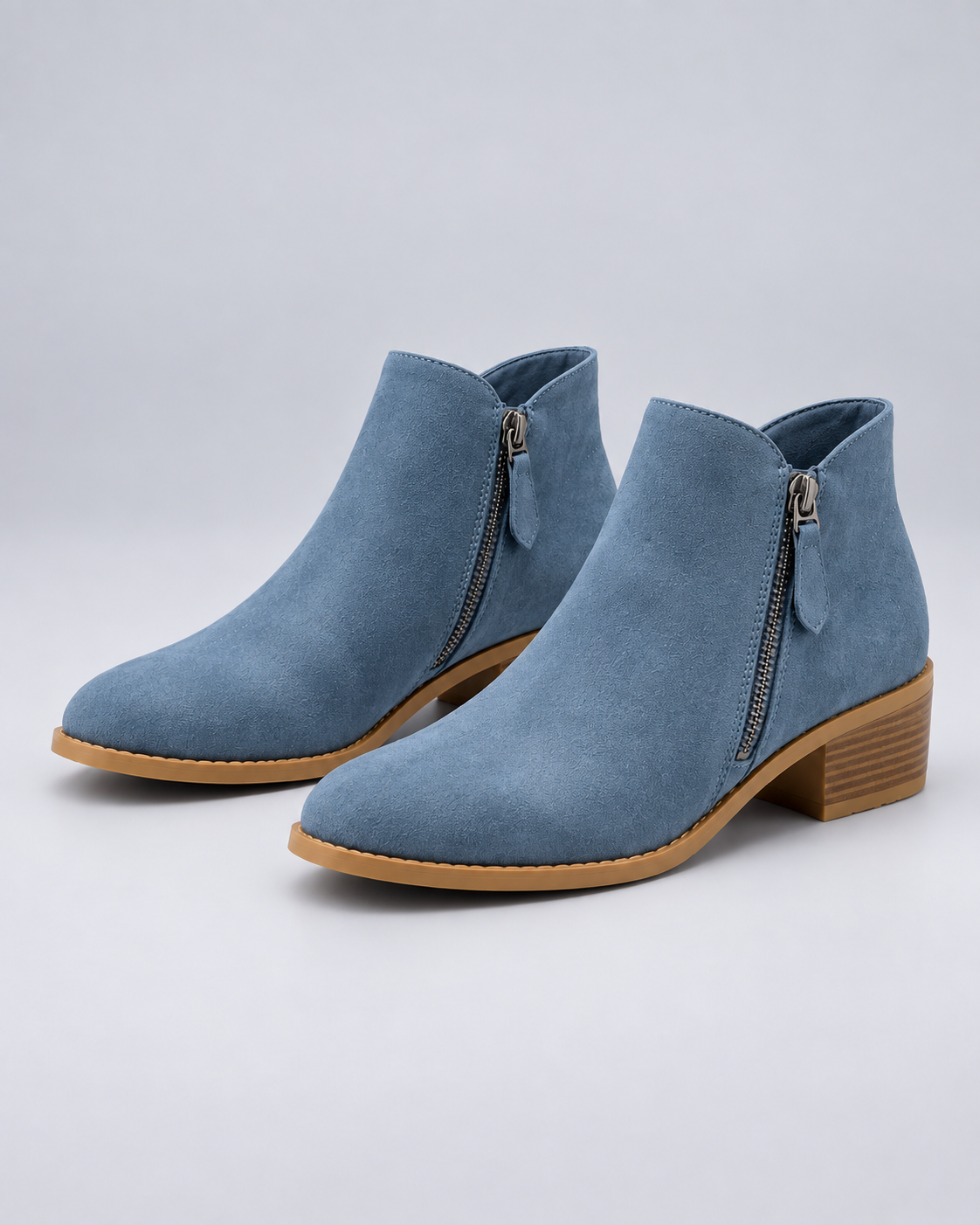 Women's Structured Leather Ankle Boots with Low Block Heel