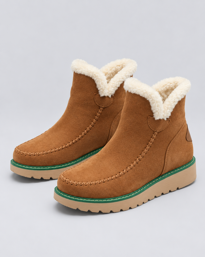 Women's Fleece Lined Platform Boots | Cozy Slip-On Casual Footwear