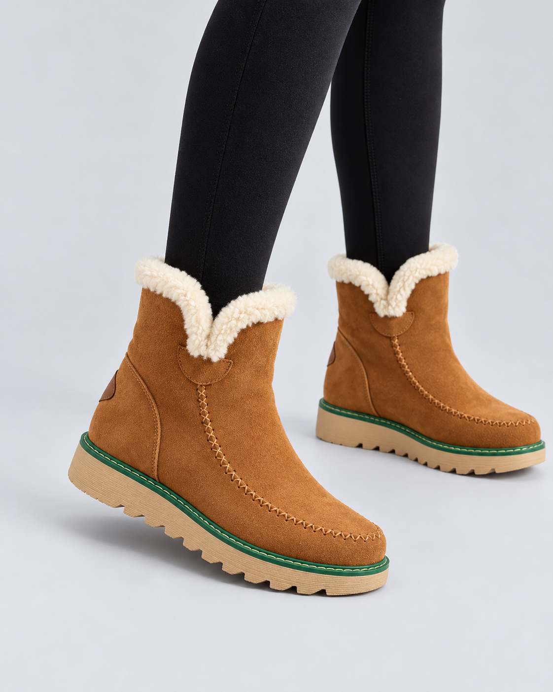 Women's Fleece Lined Platform Boots | Cozy Slip-On Casual Footwear