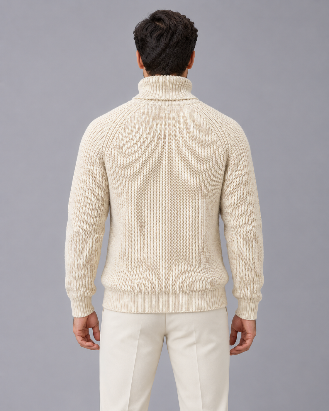 Men's Chunky Knit Turtleneck Sweater | Winter Jumper with Relaxed Fit