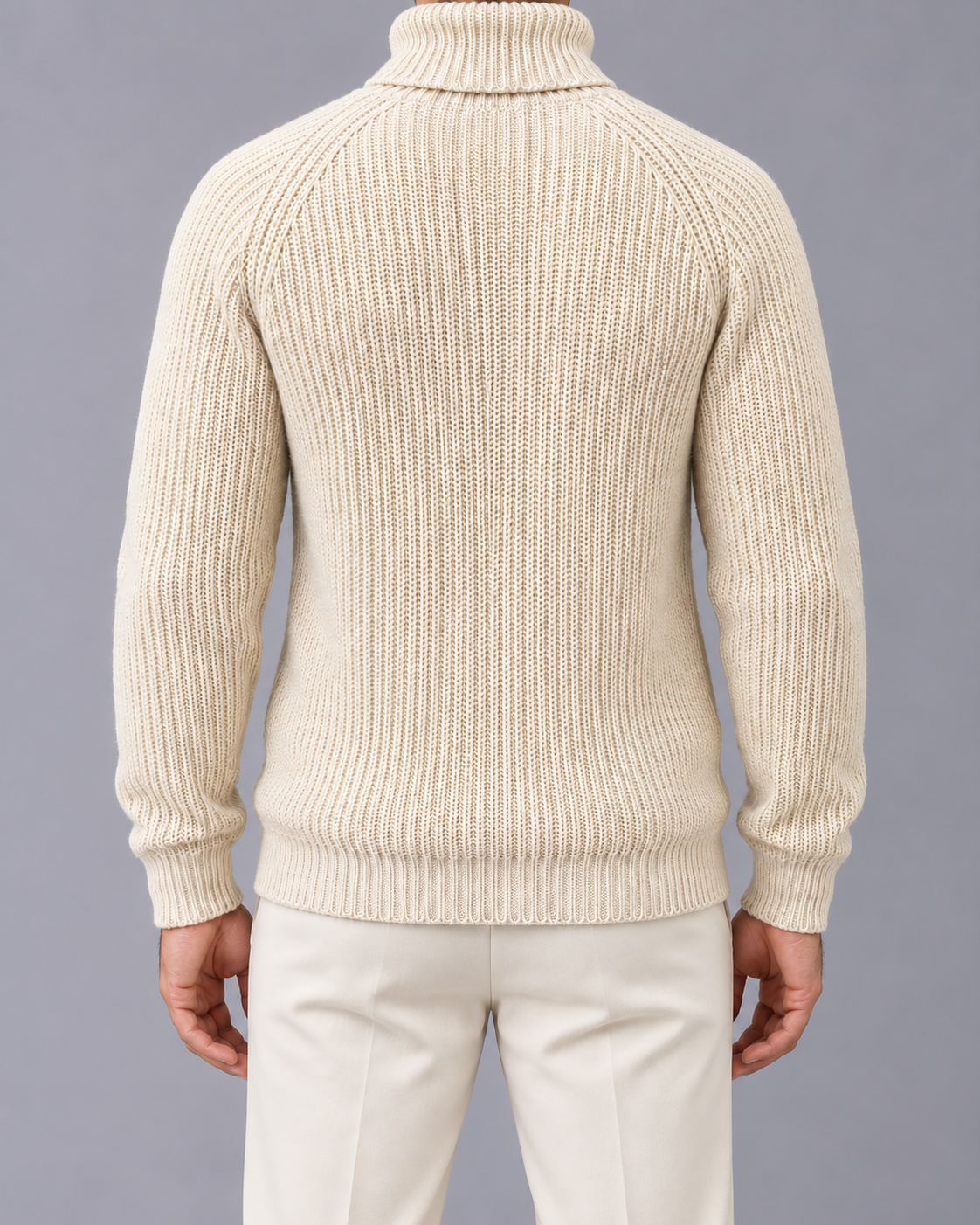 Men's Chunky Knit Turtleneck Sweater | Winter Jumper with Relaxed Fit