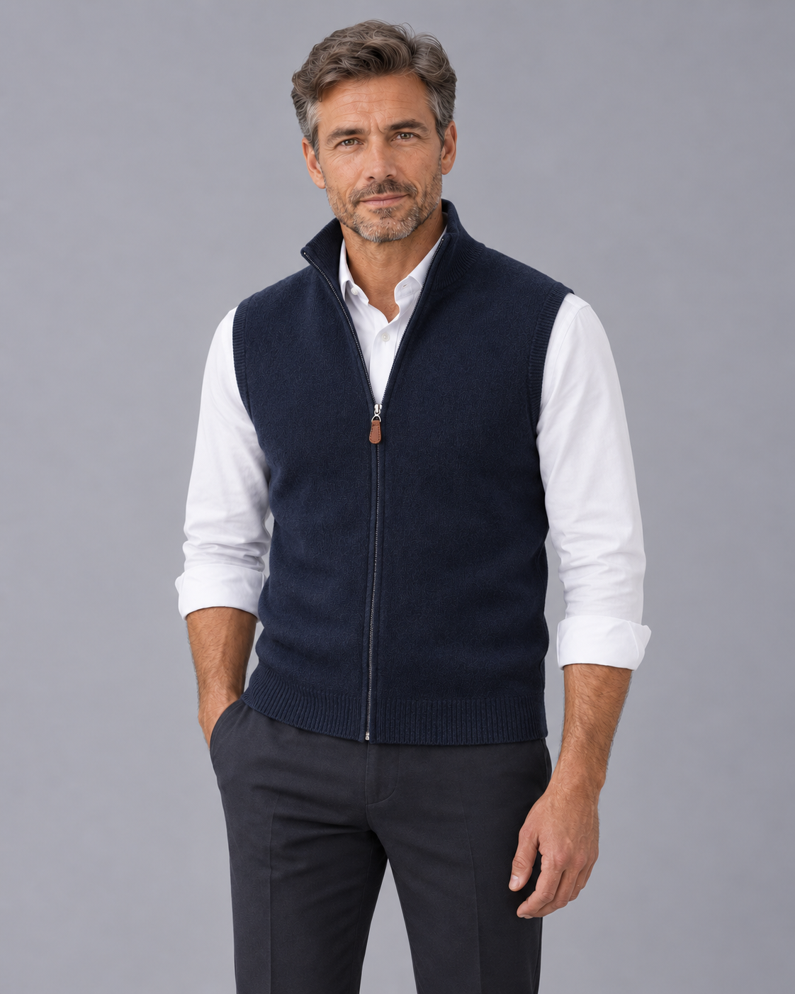 Men's Soft 100% Cashmere Gilet | Lightweight Full Zip-Up Vest