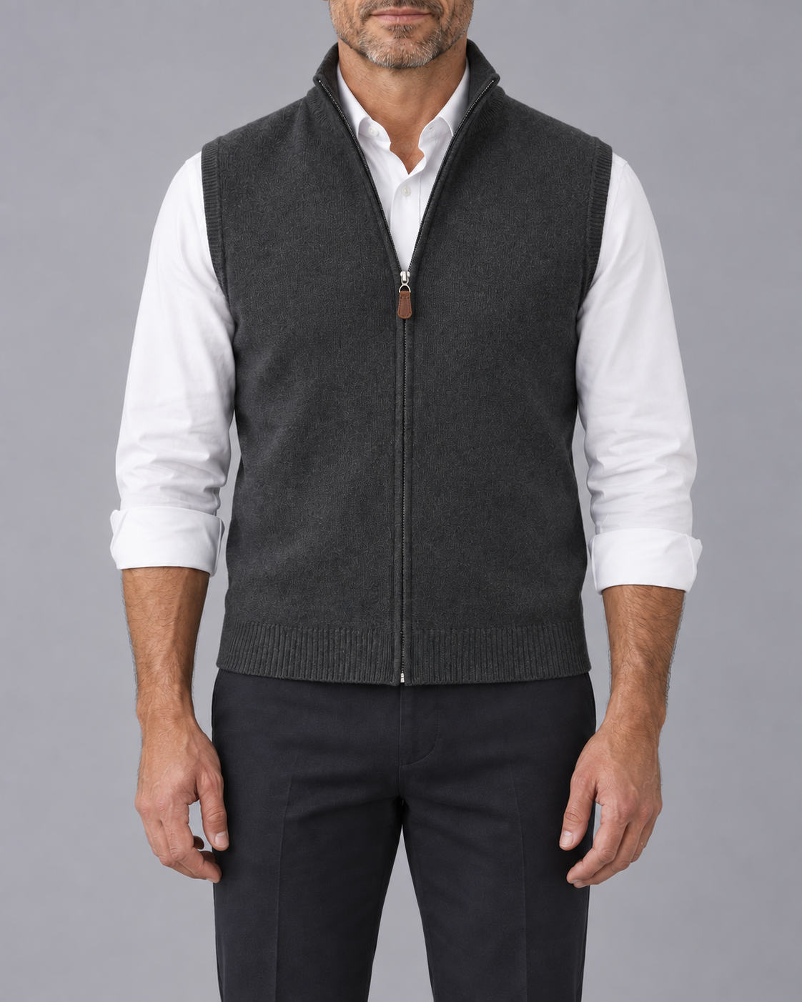 Men's Soft 100% Cashmere Gilet | Lightweight Full Zip-Up Vest