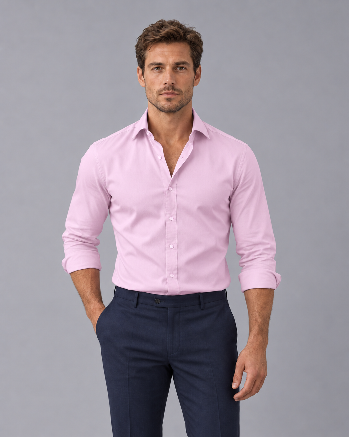 Men's Formal Dress Shirt | Tailored Fit with Button Placket