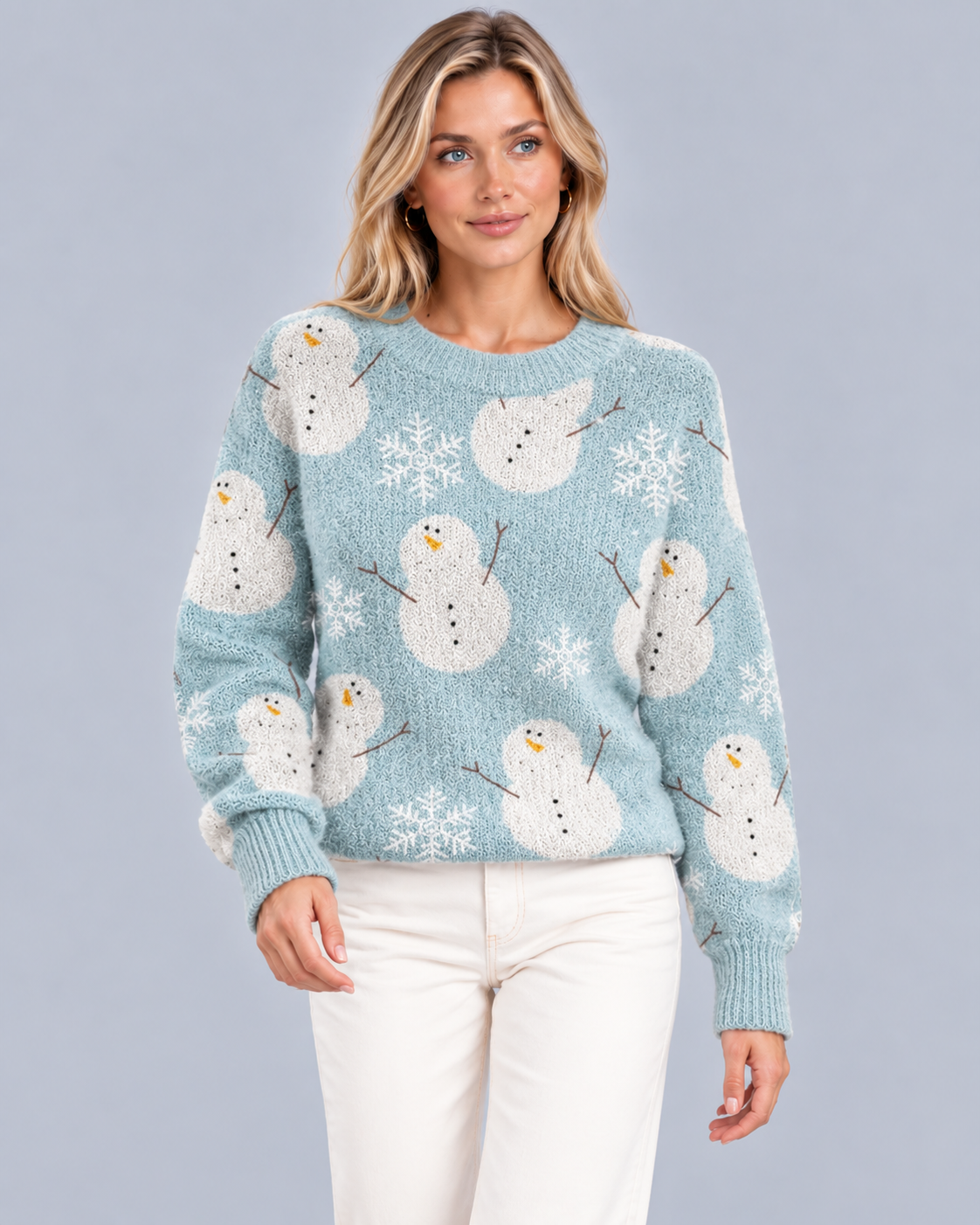 Women's Cozy Crewneck Knitted Jumper | Classic Christmas Reindeer Design with Regular Fit