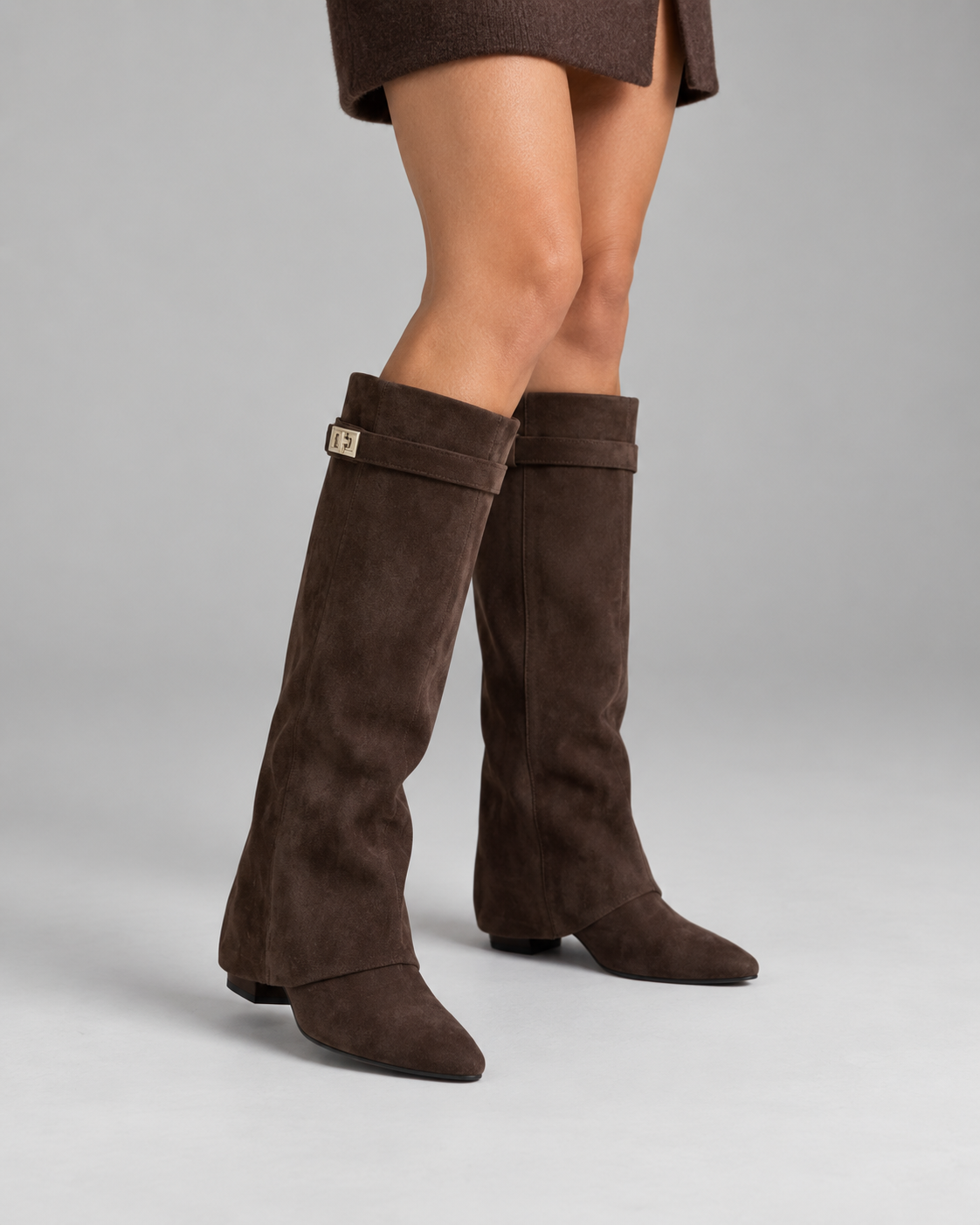 Women's Wide-Calf Knee-High Boots with Block Heel