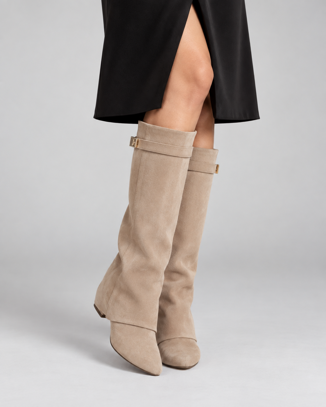 Women's Wide-Calf Knee-High Boots with Block Heel