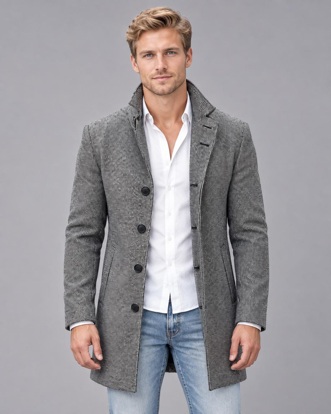 Men's Slim Fit Wool Overcoat | Formal Long Winter Coat