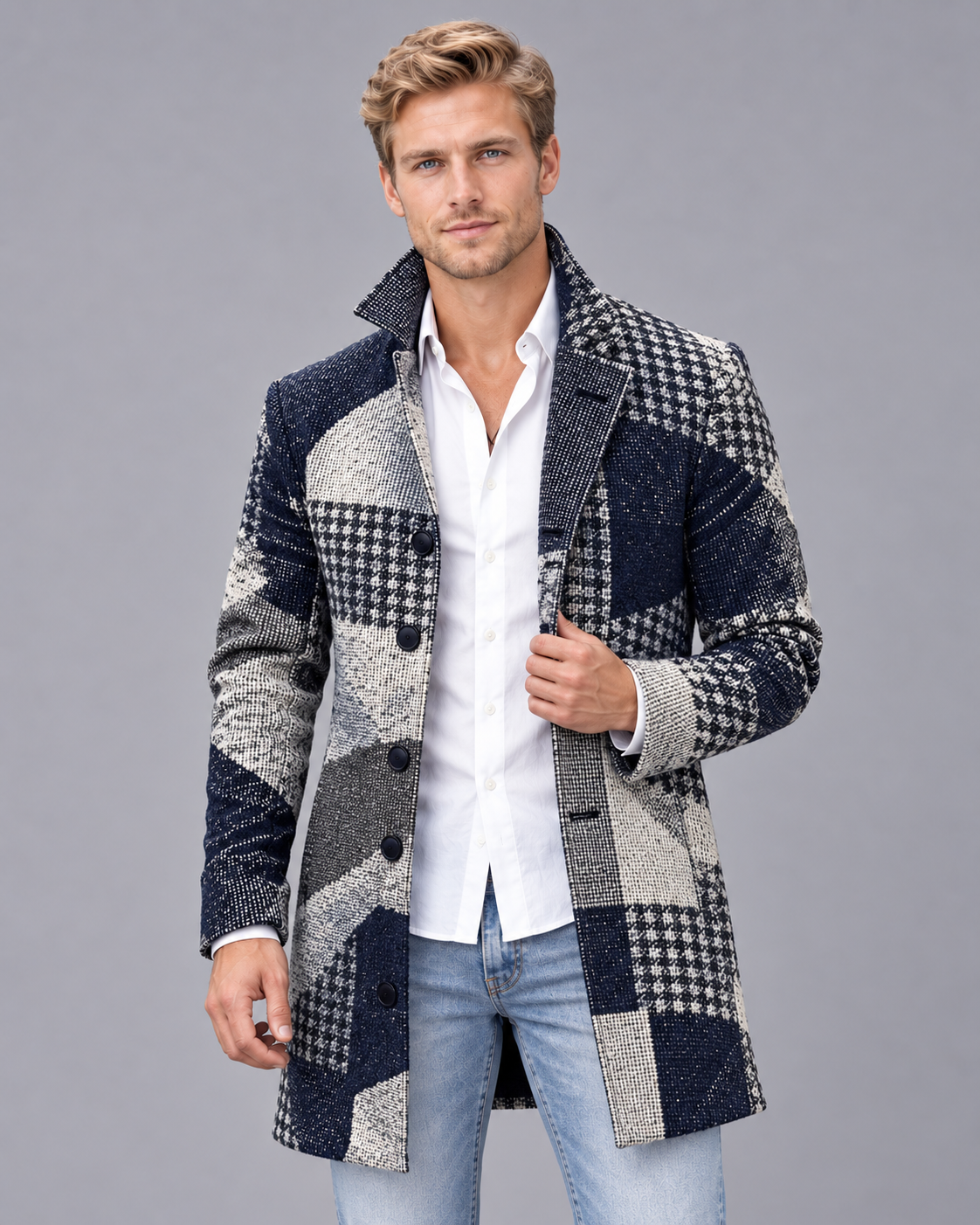 Men's Slim Fit Wool Overcoat | Formal Long Winter Coat